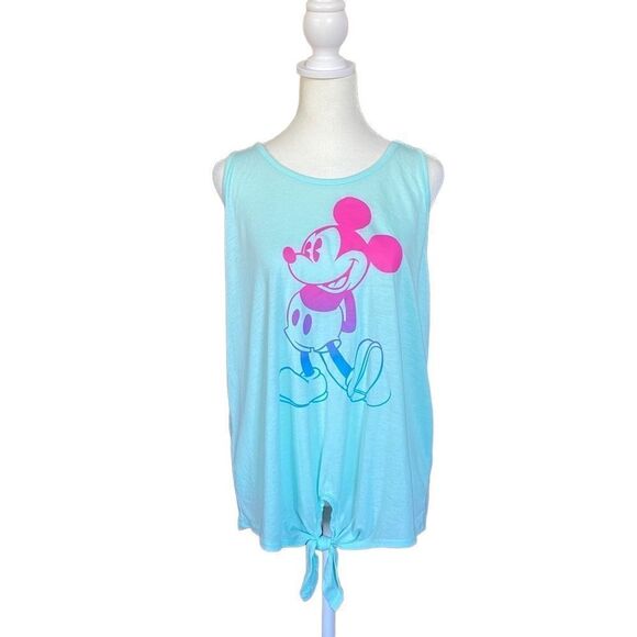 Disney Teal Pink Blue Mickey Mouse Racerback Crochet Tank Size XLarge (Junior’s) - Picture 1 of 11